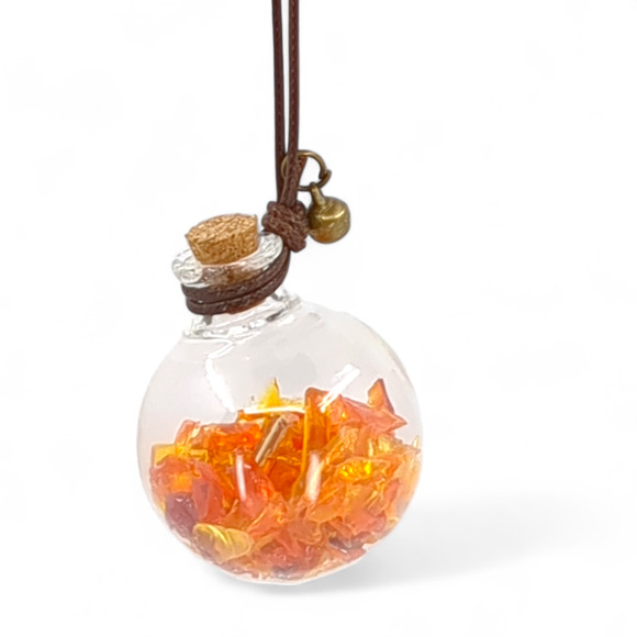 Amberina Glass Shard Globe Glowing Car Charm Suncatcher Wish Bottle Handmade‎ - Picture 3 of 10